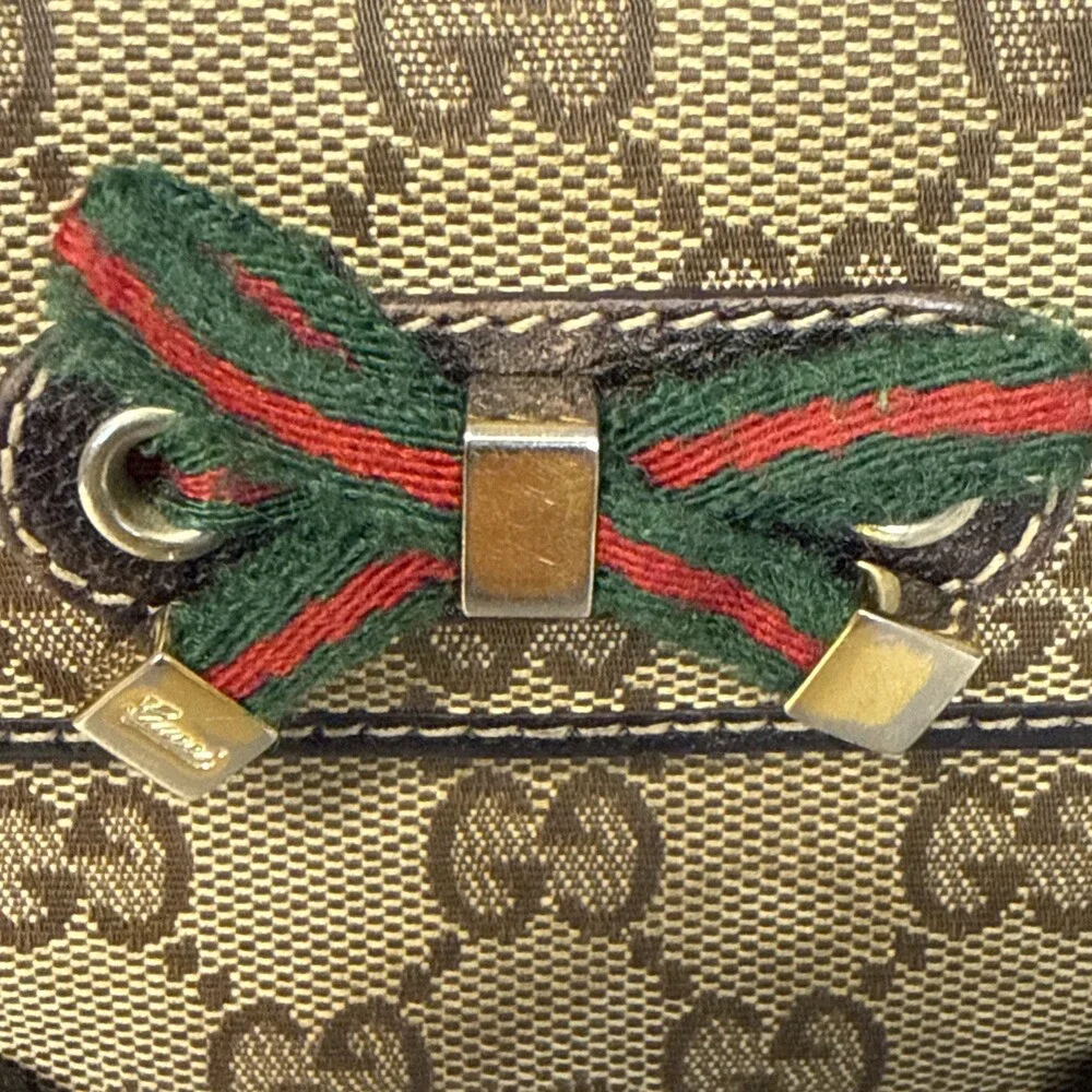 Gucci Princy GG Canvas Bow Long Wallet Beige Bifold Italy - Picture 3 of 11